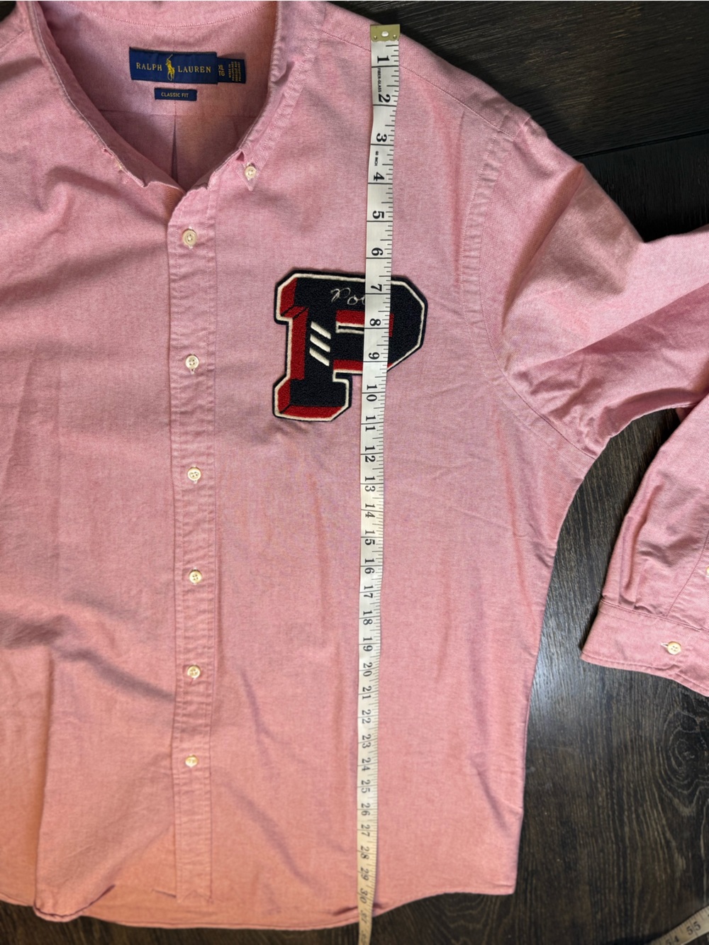 Polo Ralph Lauren Men's XL Pink Oxford Varsity P Patch Button-Down Shirt - Picture 6 of 7